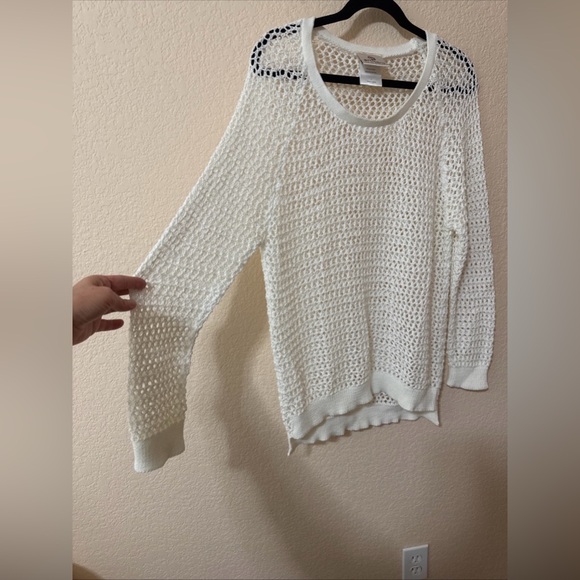 Artisans The Art of Apparel Sweater Sz L White Loose Open Knit Sheer Artsy - Picture 6 of 13